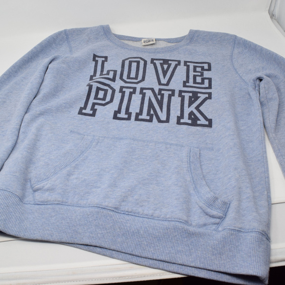 Love Pink Sweatshirt Small Front Pockets Blue - Picture 6 of 8